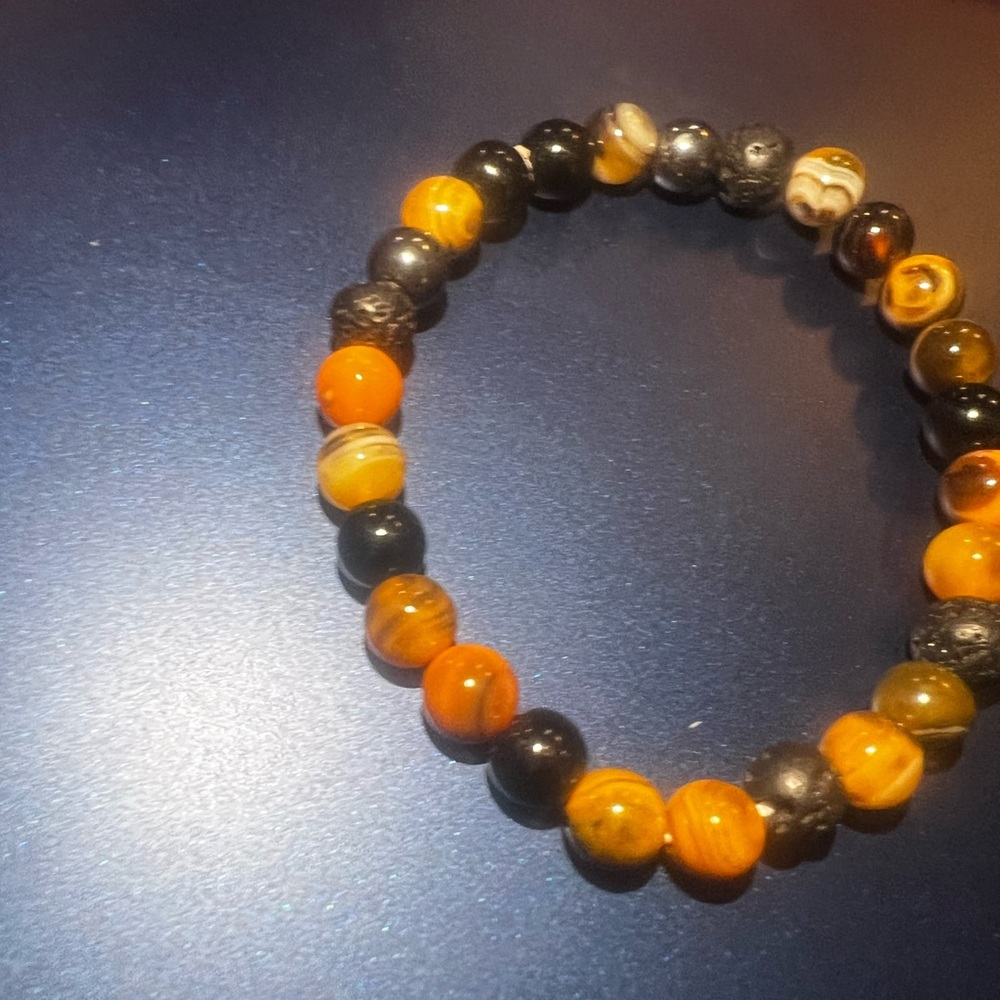 Wooden cross beaded bracelet